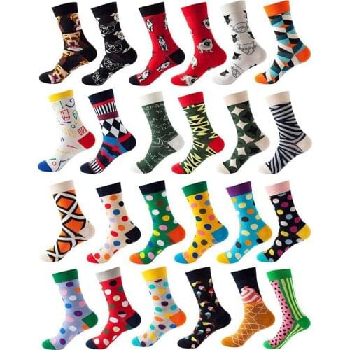 Funny Socks Woman Funny Personality Skateboard Male Female Fashion Cartoon Dalmatian Dog Bulldog Food Ice Cream Happy Socks