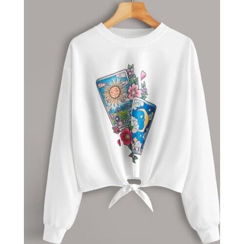 Liva girl Womens Clothing womens sweatshirts Long Sleeve Print Short Hoodie Cotton Pullover sweatshirt womens sweatshirts