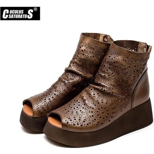 2021 Summer Shoes Womens Rome Sandals Casual Women Wedges Sandals Genuine Leather Shoes Ladies Wedge Heels shoes for women