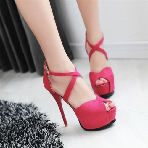 YMECHIC 2019 Sexy Super High Heels Sandals Women Peep Toe Platform Stiletto Woman Summer Party Shoes Gladiator Sandal Plus Size