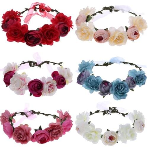 Women Flower Wreath Crown Floral Wedding Garland Headband Bridal Hair Accessory