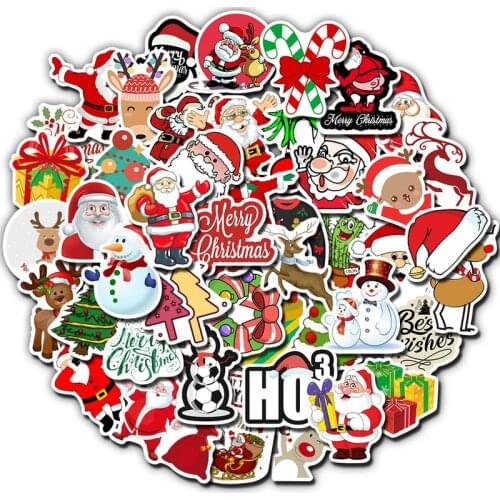 10/50pcs Merry Christmas Stickers Street Doodle Sticker Set for Luggage Scrapbook Skateboard Laptop Mobile Phone Sticker