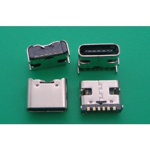 10pcs/lot USB Type C 6 Pin SMT Socket Connector USB 3.1 Type-C Female Placement SMD DIP for PCB design DIY high current charging