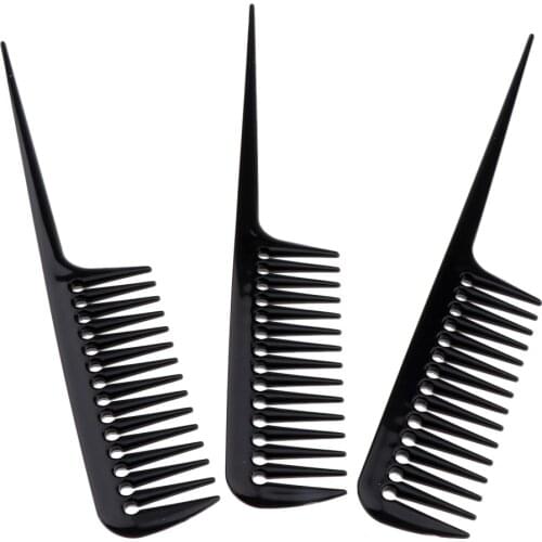 3Pcs Barber Plastic Hair Teasing Comb Lifting Back Combing Brush Rat Tail
