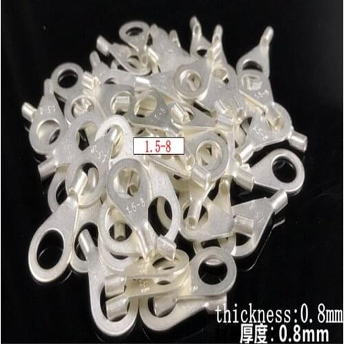 50pcs brass round bare end cold pressed O-type terminal wire nose thickness 0.8mm OT1.5-4 FOT1.5-5 OT1.5-8