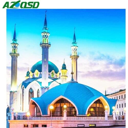 AZQSD Diamond Painting Mosque Scenery Full Sqaure Embroidery Picture Of Rhinestones Gift Needlework Home Decoration 5d Diy