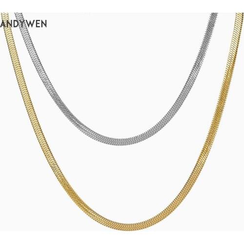 ANDYWEN 925 Sterling Silver 4.5MM Thick Gold Snake Chain Choker Necklace 2021Luxury Fine Jewelry Wedding Party Jewels Rock Punk