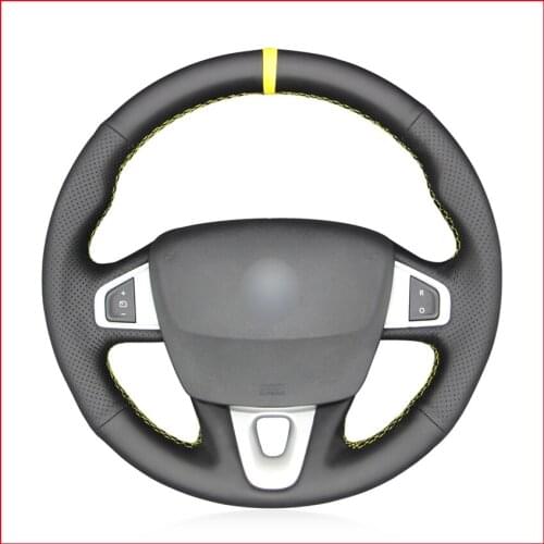 Artificial Leather Yellow Marker Steering Wheel Cover for Renault Megane 3 (Coupe) RS 2010 2011 2012 2013 2014 2015 2016