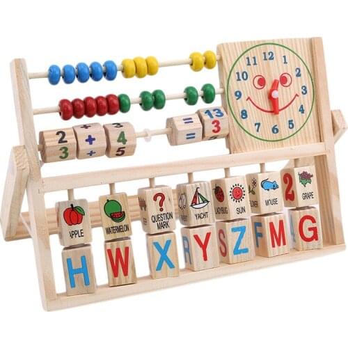 Color Wooden Childrens Toy Multi-function Smile Face Calculation Frame Early Education Puzzle Learning Toys