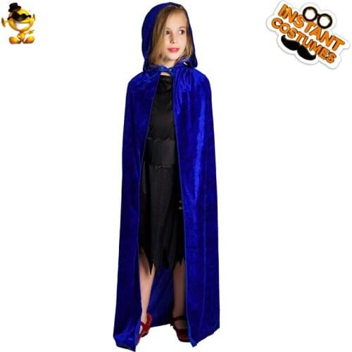 Colored Cape for Girls Birthday Party Kids Princess Cosplay Dress up Halloween Costumes Long Witch Hooded Cape