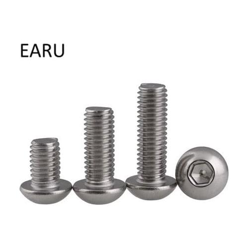 DIN7380 Standard 316 Stainless Steel Semicircular Round Pan Head Hexagon Hex Socket Cap Screws Bolts M3*4/5/6/8/10/12/18/22-50mm