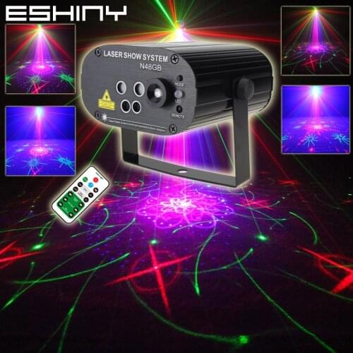 ESHINY 5 Lens RGB Laser 128 Patterns Projector Remote Party Stage Effect Light Blue Led Bar DJ Disco Xmas Dance Show 5RGB128N6