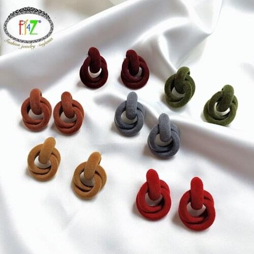 F.J4Z 2020 Womens Stud Earrings Office Lady Multi-Color Geometric Earrings Velvet Surface Ear Studs Gifts accessories Dropship