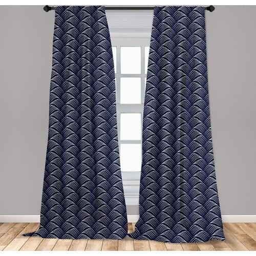 Geometric Curtain for Kids Rooms Vintage Ocean Waves with Swirled Ripples Ancestral Ornate Nautical Lightweight Window Drapes