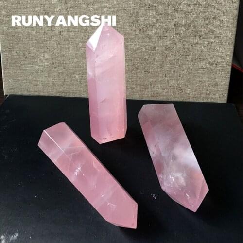 Crystal Pillar Stone 1 Pc Simple Style Natural Pink Crystal Small Crystal Column Beautiful High Quality Runyangshi ZF11