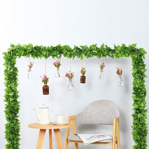 Artificial Ivy Leaf Garland 72pcs Leaf 2.1M 5 Kinds Plants Vine Green Ivy Wreath Home Wedding Party Bathroom Garden Decor