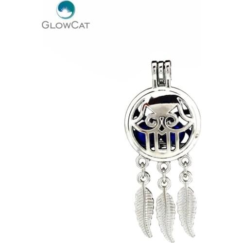 K765 5pcs/lot Beaty Dream Catcher Mysterious Hand Leaf Cage Locket Pendant Fairytale Party Essential Oil Diffuser