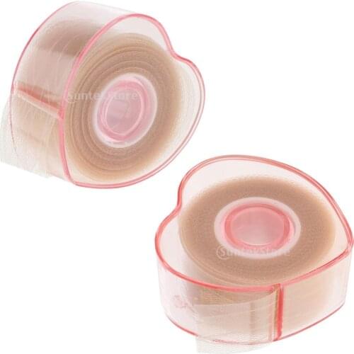 2 Roll Natural Invisible Fiber Double Eyelid Lift Strips Tape Glue Adhesive Stickers for Droopy Eyes, Olive Half Moon Type