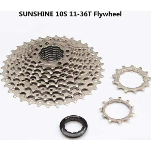 SUNSHINE 10 Speed Freewheel MTB Mountain Bike Cassette Flywheel 10s 11-36T For Shimano Silver Bicycle Fly Wheel Cycling Parts