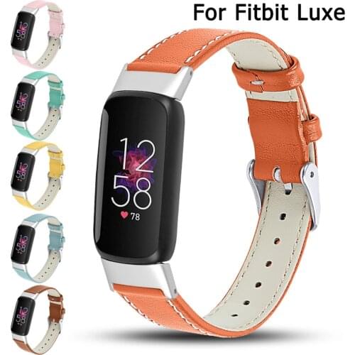 Leather Strap For Fitbit Luxe Watch Band For Fitbit Luxe Wrist Bracelet Genuine Leather Loop Womens Adjustable Belt Durable