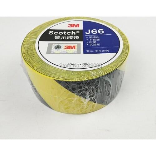 1pcs 50mm x 33M 3M J66/766 Hazard Warning Tape Yellow Black floor tape marking PVC zebra wear-resistant rubber warning isolation