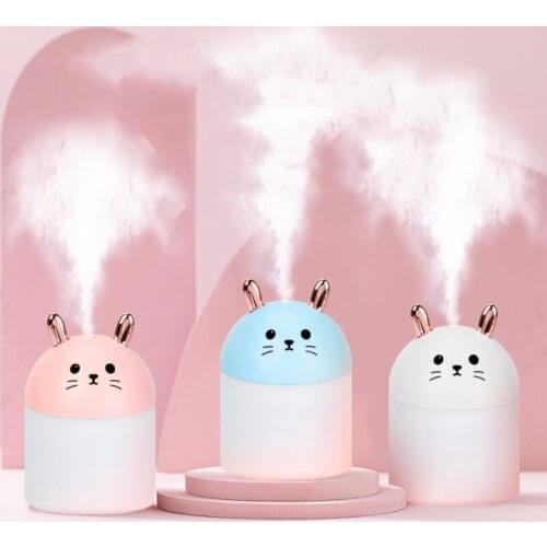 Cute Air Humidifier for Home Ultrasonic Car Mist Maker with Colorful Night Cat USB Lamps Aromatherapy Diffuser Air Purifier