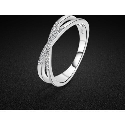 Minimalist Womens 925 Silver Ring Glitter Cubic Zircon Ring Fine Jewelry Wedding Ring Valentines Day Gift