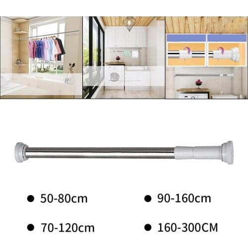 Multi Purpose Spring Loaded Extendable Telescopic Net Voile Tension Curtain Rail Pole Rod Bathroom Door Window Wardrobe