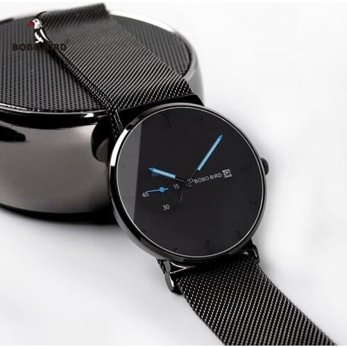Relogio masculino BOBO BIRD Men Watch Luxury Stainless Steel Date Display Quartz Watches Women Gifts Accept LOGO Drop Shipping