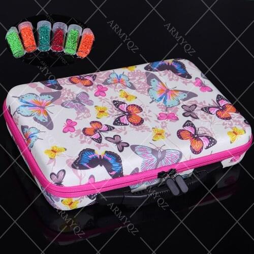 5 Colors 60 Bottles Diamond Painting Cross Stitch Accessories Tool Box Container Diamond Storage Butterfly Bag Case Embroidery
