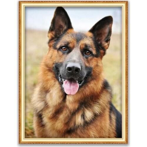 Animal German Shepherd DIY 11CT Cross Stitch Embroidery Kits Needlework Craft Set Cotton Thread Printed Canvas Home Decoration