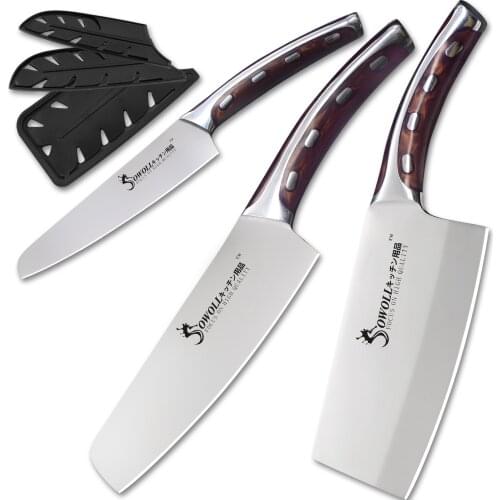 XYJ Knives Set Stainless Steel Chef Knife 5" 6" 7" Utility Chopping Knife with Blade Protectors