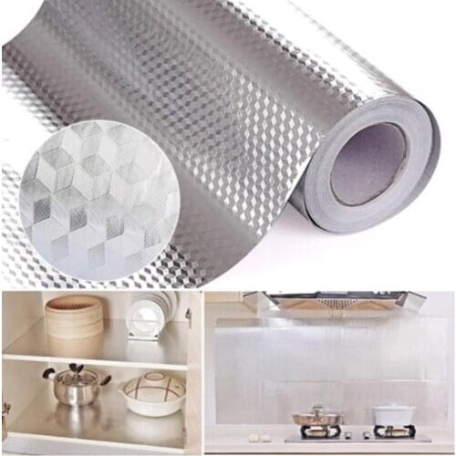 New Aluminum Foil Thicken Self Adhesive Cabinet Kitchen Waterproof Oil-Proof Tin Foil Gas Stove Protection Kitchen Tools JU0041