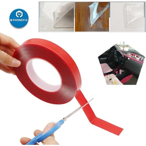PET Film Double Side Tape 3/5/8/10/15/20mm Width 10M Long for Phone Tablet LCD Screen PC LCD Glass Red Strong Adhesive Tape