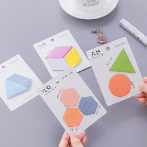 Simple Geometric Shape Memo Pad Sticky Notes Color Bookmark Post Students Planner Stickers Post Leave Message for Office School