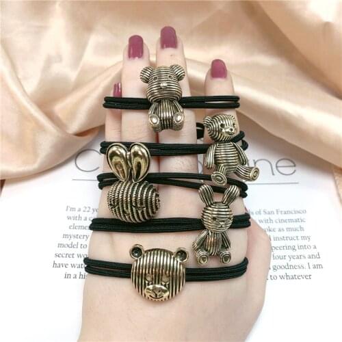 Cartoon Alloy Elastic Hair Band For Women Hair Accessories For Girls Crystal Hair Tie Rubber Band For Hair Scrunchies