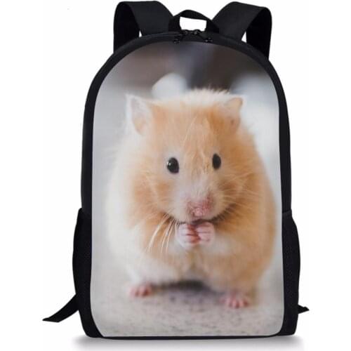 HYCOOL School Bag Children Halloween Gift Cute Cat Pet Hamster Print School Student Book Bag Kids Shoulder Backpack for Boy Girl