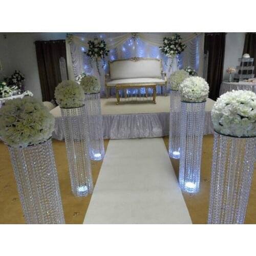 120cm 48inch height Wedding walk way flower stand stage venue arylic crystal column pillar for wedding party decoration