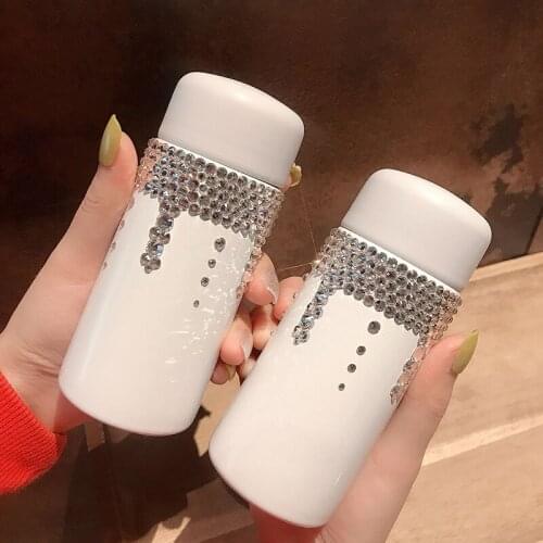 Sparkling diamond thermos Mini Kawaii bottle Coffee Tumbler tea bottle portable leak proof stainless steel flask water bottle