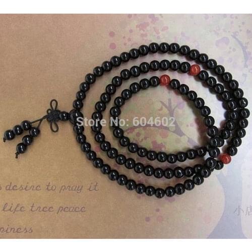 5mm Tibetan Buddhism 108 Black Natural chalcedony Prayer Bead Mala