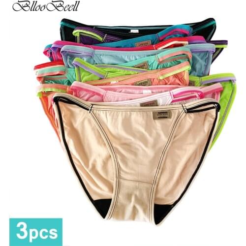 BllooBeell 3pcs Low Waist Womens Underwear Panties Sexy Modal Briefs for Women Tanga Female Thong Soft Ladies Lingerie M/L/XL