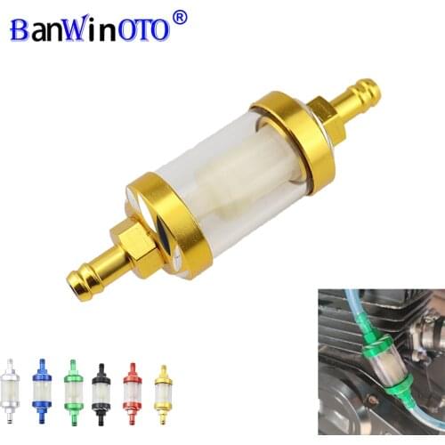 8mm Universal Motorcycle Gas Petrol Gasoline Oil Fuel Filter CNC Aluminum Alloy Moto For Atv Dirt Pit Bike Off-road Vehicles