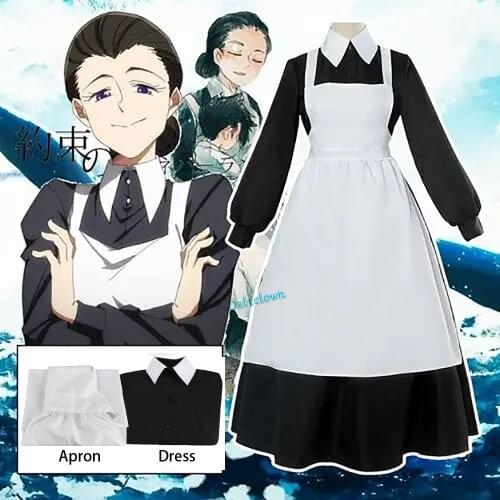 The Promised Neverland Cosplay Costume Yakusoku no Neverland Isabella Cosplay Women Maid Dress Outfit Anime Costume Halloween