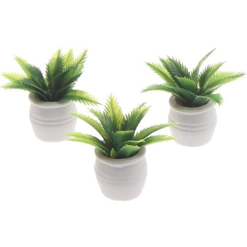 1:12 Dollhouse Miniature Green Plant In Pot Model Home Decor Accessories Toys