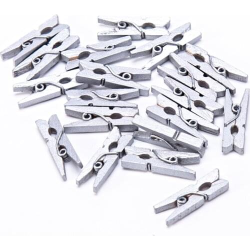 100pcs 25mm Mini Wooden Clothespins Silver Color Clothes Pins Pegs For Scrapbooking Embellishments Kids' Crafts Photos Hanging