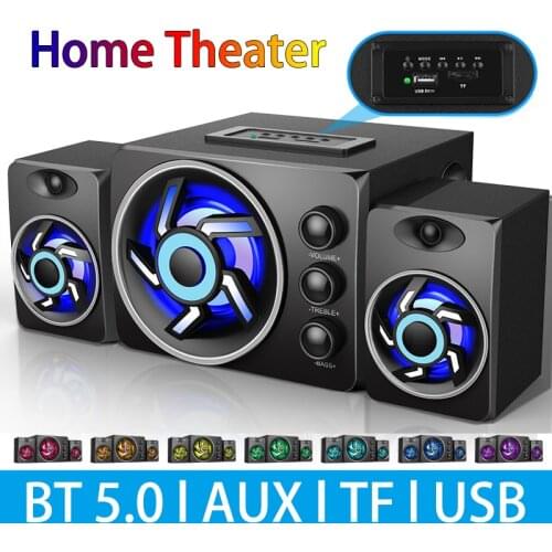 2021 LED Computer Combination Speakers AUX USB Wired Wireless Bluetooth Audio System Home Theater Surround SoundBar for PC TV