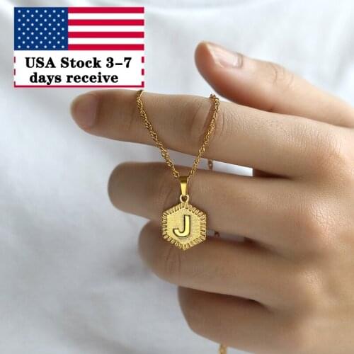 Initial Letter Necklace Chain for Women A-Z Letters Gold Color Charm Pendant Necklaces Gold Stainless Steel Alphabet Necklaces