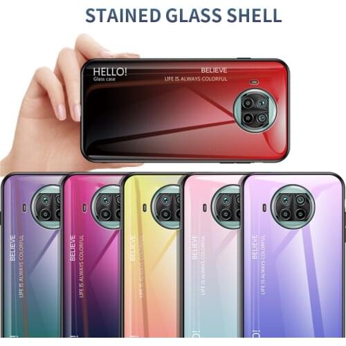 UYFRATE Slim Glossy Gradient Tempered Glass Case For Xiaomi Mi 10T Lite Poco X3 NFC Redmi Note 9S Note 8 Pro Redmi 9A 9C Poco F1