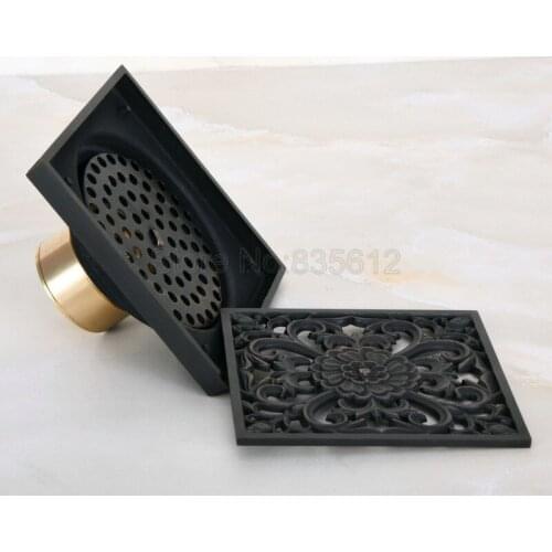 Black Oil Rubbed Bronze Square Floor Waste Grates Bathroom Shower Drain Floor Drain Whr049
