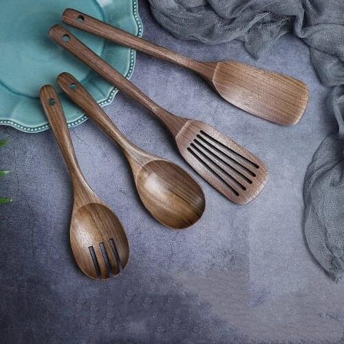 Black Walnut Wooden Spoons Fork shovel Soup Rice Spoon Tableware Set